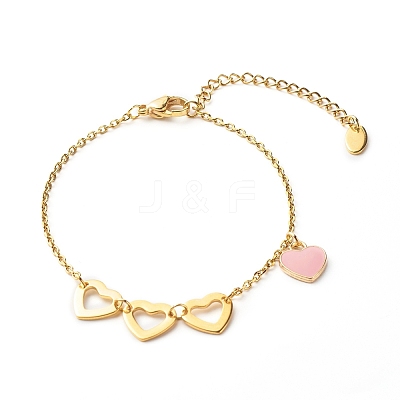 Heart Alloy Enamel Charm Bracelet for Valentine's Day BJEW-JB06656-05-1