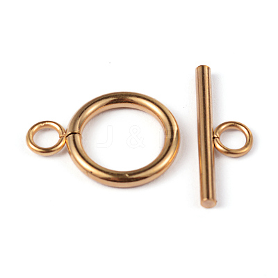 Ion Plating(IP) 304 Stainless Steel Ring Toggle Clasps STAS-L176-12G-1