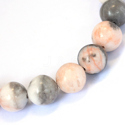 Natural Zebra Jasper Round Bead Strands X-G-E334-8mm-11-1