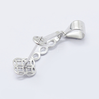 Anti-Tarnish Rhodium Plated 925 Sterling Silver Micro Pave Cubic Zirconia Pendant Bails X-STER-E054-13P-1