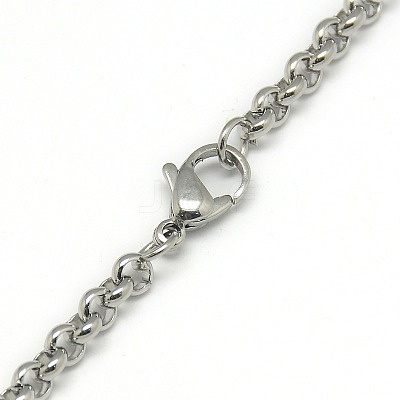 Tarnish Resistant Trendy Unisex 201 Stainless Steel Cross Rolo Chain Necklaces NJEW-L043B-09P-1