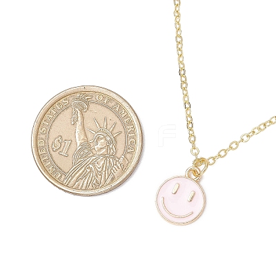 Alloy Enamel Smiling Face Pendant Necklaces NJEW-JN05259-1