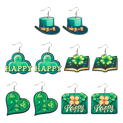 DIY Saint Patrick's Day Wood Dangle Earrings Making Kit DIY-TA0009-17-1