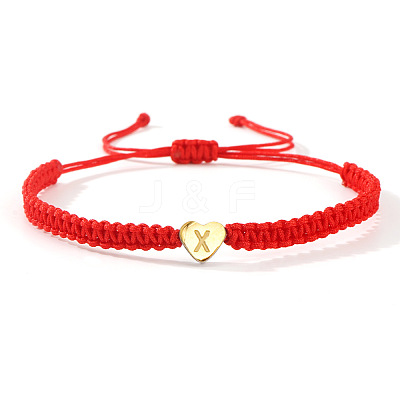 304 Stainless Steel Heart with Letter Bead Braided Bead Bracelets OO6447-24-1