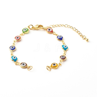 Evil Eye Lampwork Link Chain Bracelet Making AJEW-JB00961-02-1