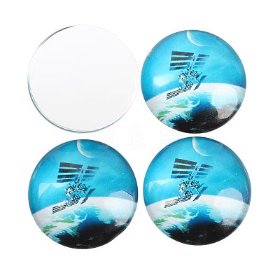 Starry Sky Printed Glass Half Round/Dome Cabochons X-GGLA-N004-25mm-D-1