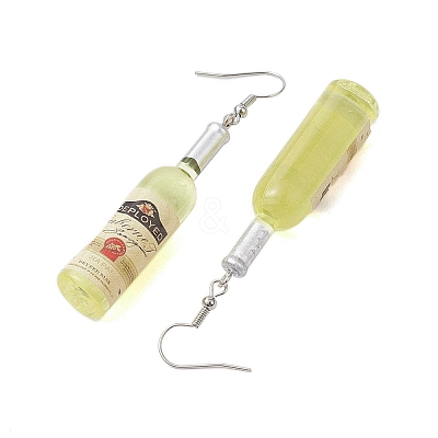 Wine Bottle Resin Dangle Earrings EJEW-JE05878-01-1