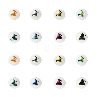80Pcs 8 Colors Christmas Opaque Glass Beads EGLA-YW0001-06-1