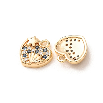 Valentine's Day Brass Micro Pave Blue Cubic Zirconia Charms KK-A304-24B-G-1