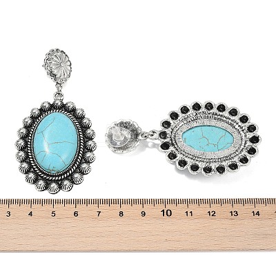 Alloy Synthetic Turquoise Dangle Stud Earrings EJEW-U053-01AS-1