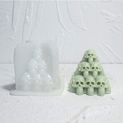 DIY 3D Halloween Skull Pyramid Candle Food Grade Silicone Statue Molds SIMO-B007-01-1