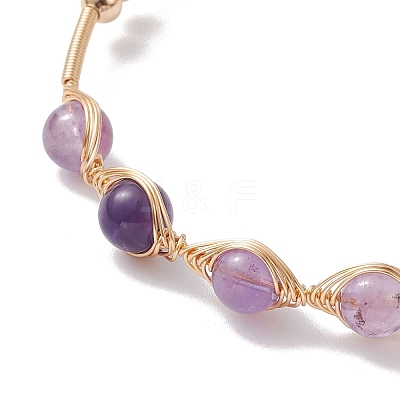 4Pcs 4 Style Natural Mixed Gemstone Round Beaded Cuff Bangles Set BJEW-JB10112-1