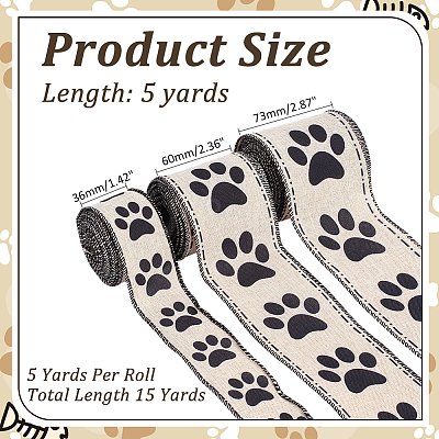 3Rolls 3 Styles Pet Theme Polyester Ribbons SRIB-ME0001-26-1