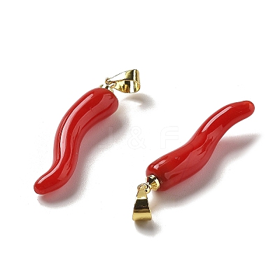Handmade Lampwork with Brass Pendants KK-Q095-02B-1