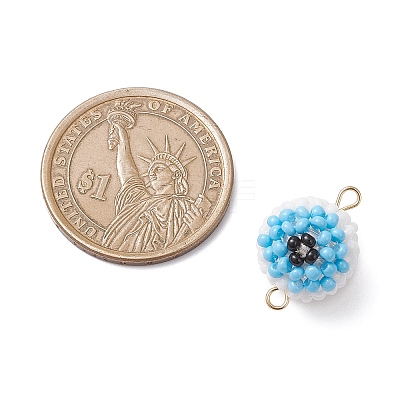 Halloween Glass Peal & Glass Seed Beaded Round Eye Links Connector Charms PALLOY-MZ00948-07-1