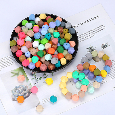 Hexagonal Silicone Focal Beads SI-JX0020A-114-1
