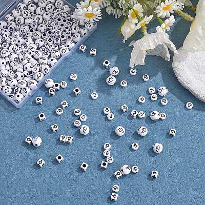 400Pcs 4 Styles Opaque Acrylic Beads SACR-SZ0001-15-1
