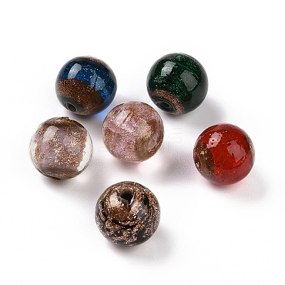 Handmade Gold Sand Lampwork Beads LAMP-C004-02-1