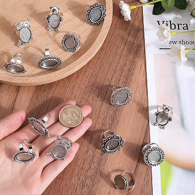 16Pcs 8 Style Adjustable Alloy Finger Rings Components FIND-SC0008-65-1