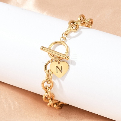 Golden 304 Stainless Steel Charm Bracelets NJEW-K284-01G-N-1