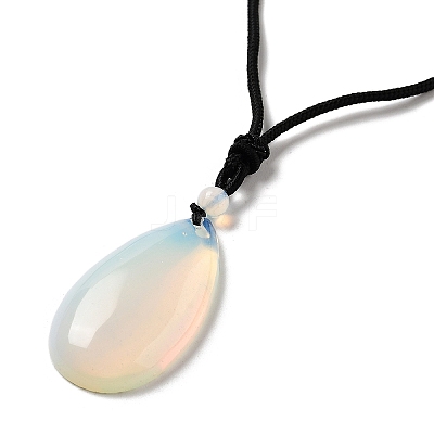 Synthetic Opalite Pendant Necklace with Nylon Cord for Women NJEW-L464-A01-1