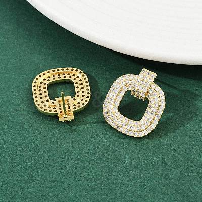 Brass Micro Pave Clear Cubic Zirconia Stud Earrings EJEW-K312-09G-1
