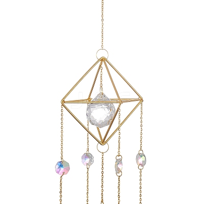 Geometric Metal Suncatchers Wall Hanging Decoration HJEW-G018-01B-G-1
