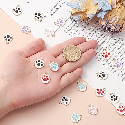 50Pcs 5 Colors Alloy Enamel Pendants ENAM-CJ0004-27-1