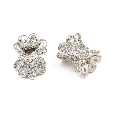 Brass Micro Pave Clear Cubic Zirconia Beads CU-CBA6A75-11P-1