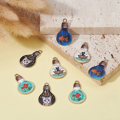 8Pcs 4 Style Alloy Enamel Pendants ENAM-YW0003-06-1