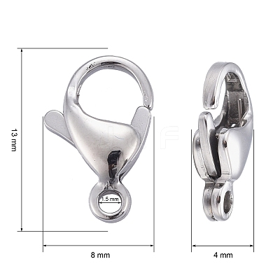 Tarnish Resistant 304 Stainless Steel Lobster Claw Clasps STAS-AB13-1