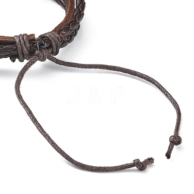 PU Leather & Waxed Cords Triple Layer Multi-strand Bracelets BJEW-G709-03-1