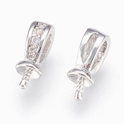 Brass Cup Pearl Peg Bails Pin Pendants KK-P150-17-1