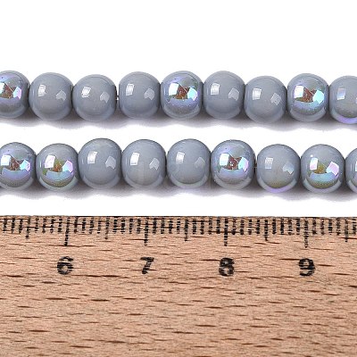 Electroplate Opaque Glass Beads Strands EGLA-Q132-6MM-01C-20-1