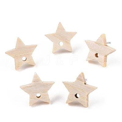 Ash Wood Stud Earring Findings EJEW-N017-011Z-1