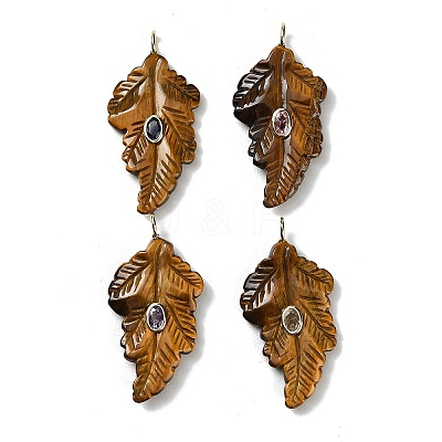 Natural Tiger Eye Carved Pendants G-K372-06G-01-1