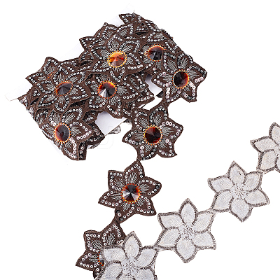 Iron on/Sew on Ethnic Style Embroidery Flower Polyester Lace Ribbons OCOR-WH0060-47D-1