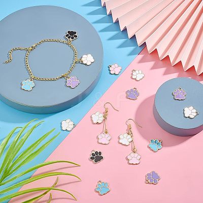 80Pcs 5 Colors Alloy Enamel Pendants ENAM-FH0001-35-1
