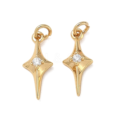 Brass Micro Pave Clear Cubic Zirconia Pendants CU-CBAF0F8-16B-G-1