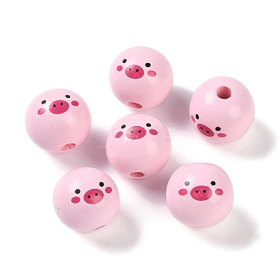 Animal Themes Printed Wood European Beads WOOD-M013-01H-1
