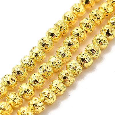 Electroplated Natural Lava Rock Beads Strands G-G984-08G-1