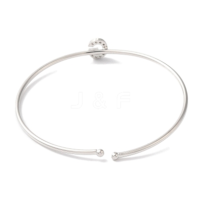 Rack Plating Brass Micro Pave Clear Cubic Zirconia Letter Open Cuff Bangles BJEW-A018-01P-G-1
