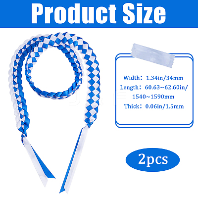 Two Tone Graduation Ribbon Leis FIND-WH0423-78A-1