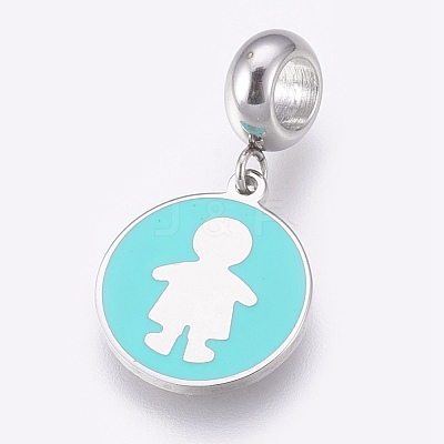 304 Stainless Steel European Dangle Charms STAS-O097-13P-1