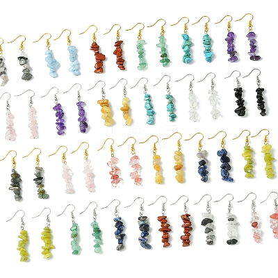 Natural & Synthetic Gemstone Dangle Earrings EJEW-FS00056-1