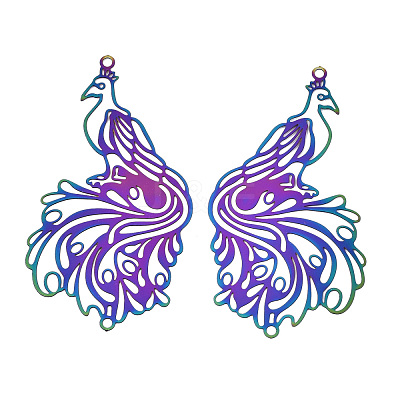 Ion Plating(IP) 201 Stainless Steel Filigree Big Pendants X-STAS-S118-015-1