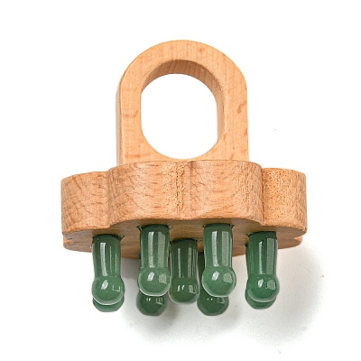 Natural Green Aventurine Scalp Massager AJEW-G058-02D-1