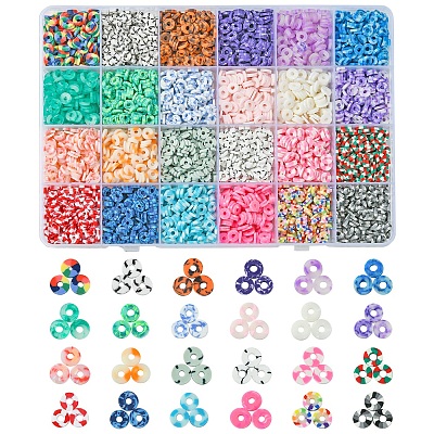 168G 24 Styles Handmade Polymer Clay Beads CLAY-FS0001-38-1