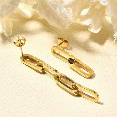 304 Stainless Steel Dangle Stud Earrings for Women EJEW-C096-15G-01-1