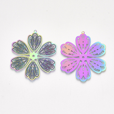 Ion Plating(IP) 304 Stainless Steel Filigree Pendants STAS-S108-40-1